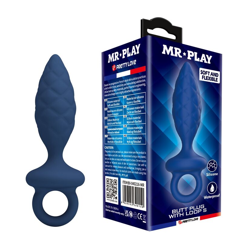 MR PLAY - STRUKTURIERTER ANALPLUG MIT RING BLAU S