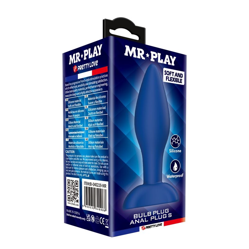 MR PLAY - KONISCHER SILIKON-ANALPLUG, BLAU, GRÖSSE S
