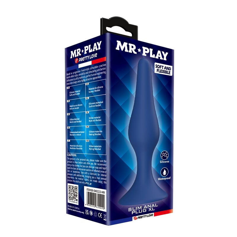 MR PLAY - KONISCHER SILIKON-ANALPLUG, BLAU, XL