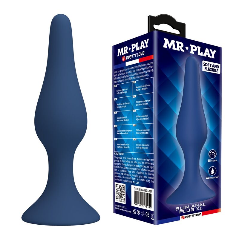 MR PLAY - KONISCHER SILIKON-ANALPLUG, BLAU, XL
