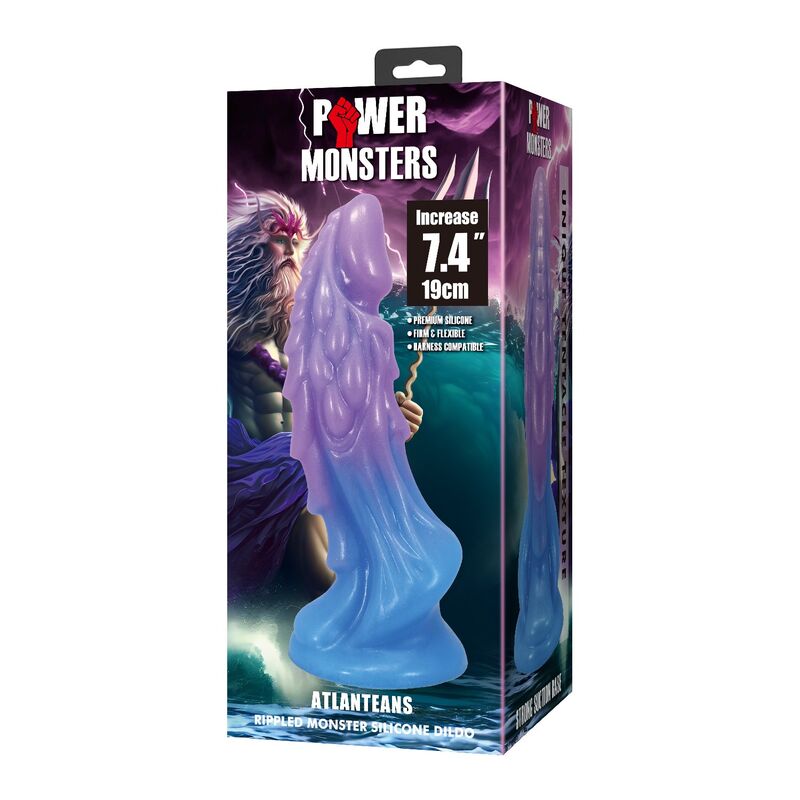 POWER MONSTERS - ATLANTEANS REALISTISCHER DILDO MIT SAUGNAPF 19 CM Ø 5 CM BLAU &amp; LILA