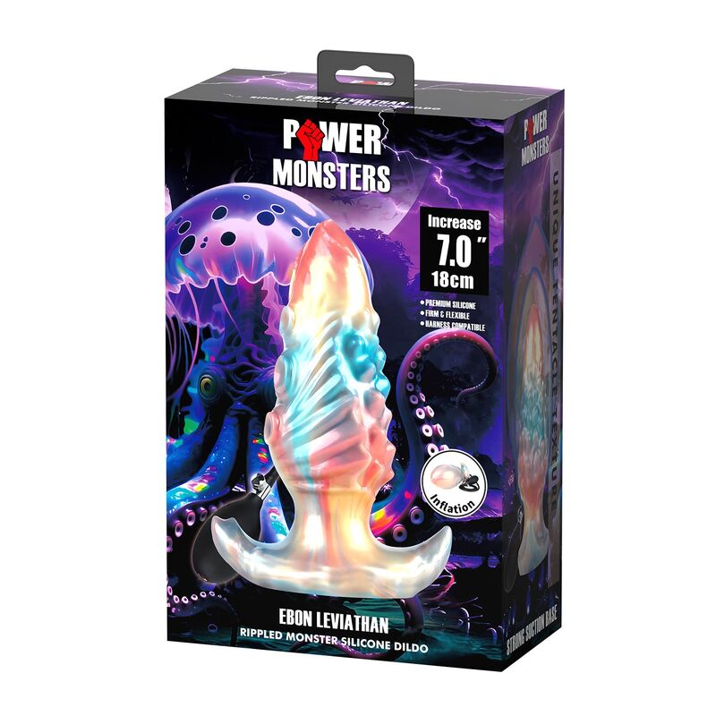 POWER MONSTERS – EBON LEVIATHAN DREIFARBIGER AUFBLASBARER FANTASIE-ANALPLUG 18 CM