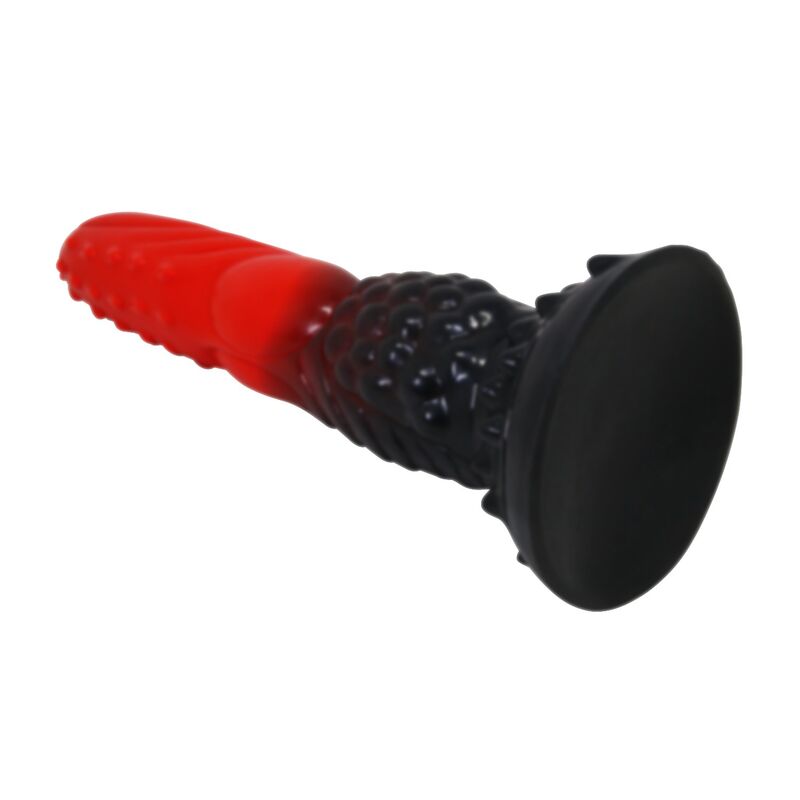 POWER MONSTERS – FEUERDRACHEN-FANTASIE-DILDO MIT SAUGNAPF 24,5 CM Ø 5,8 CM ROT &amp; SCHWARZ