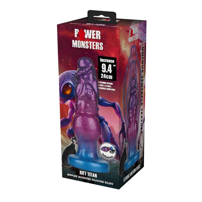 POWER MONSTERS - RIFT TITAN ZWEIFARBIGER AUFBLASBARER FANTASIE-SILIKONDILDO 24 CM Ø 5 CM