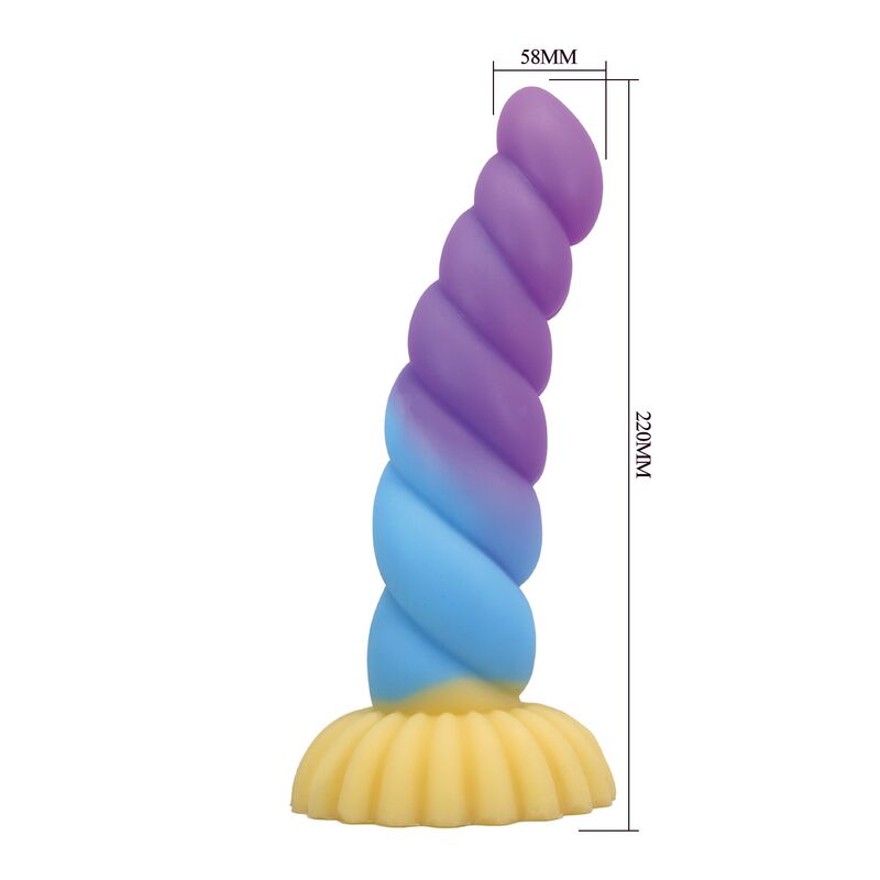 POWER MONSTERS - EINHORN DREIFARBIGER FANTASIE-SILIKONDILDO 22 CM Ø 5 CM