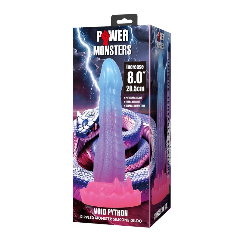 POWER MONSTERS - VOID PYTHON FANTASY DILDO MIT SAUGNAPF 20,5 CM Ø 5,2 CM BLAU, LILA &amp; PINK