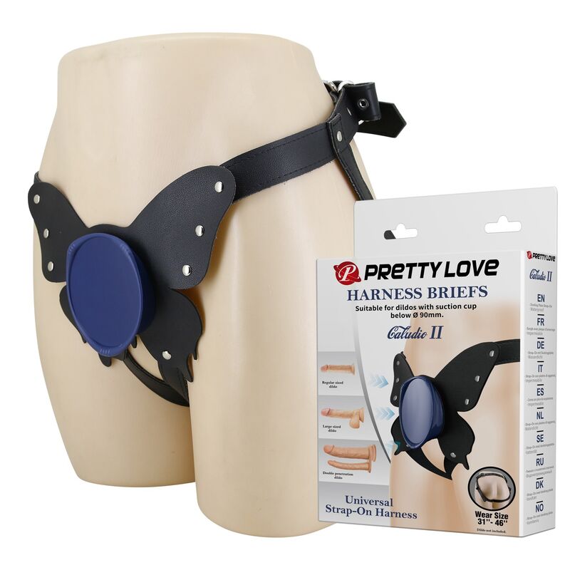 PRETTY LOVE - UNIVERSAL STRAP-ON HARNESS BRIEFS SCHWARZ UND BLAU