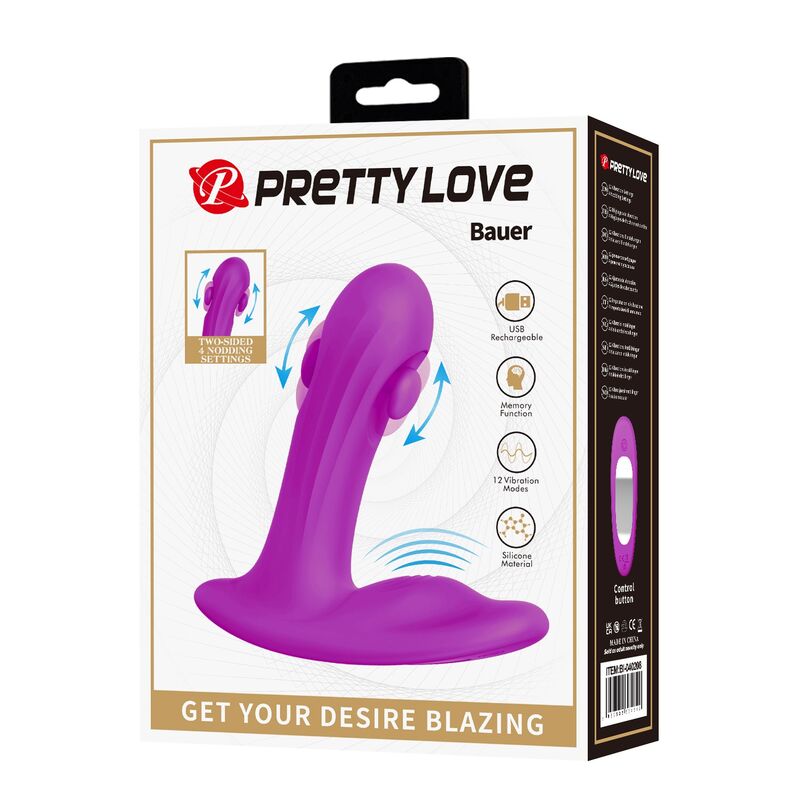 PRETTY LOVE - BAUER WIEDERAUFLADBARER PROSTATA-MASSAGEGERÄT MIT 12 MODI, LILA