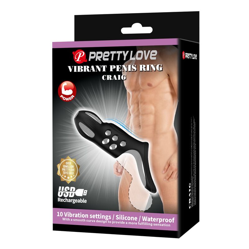 PRETTY LOVE - CRAIG WIEDERAUFLADBARER VIBRIERENDER PENISRING SCHWARZ