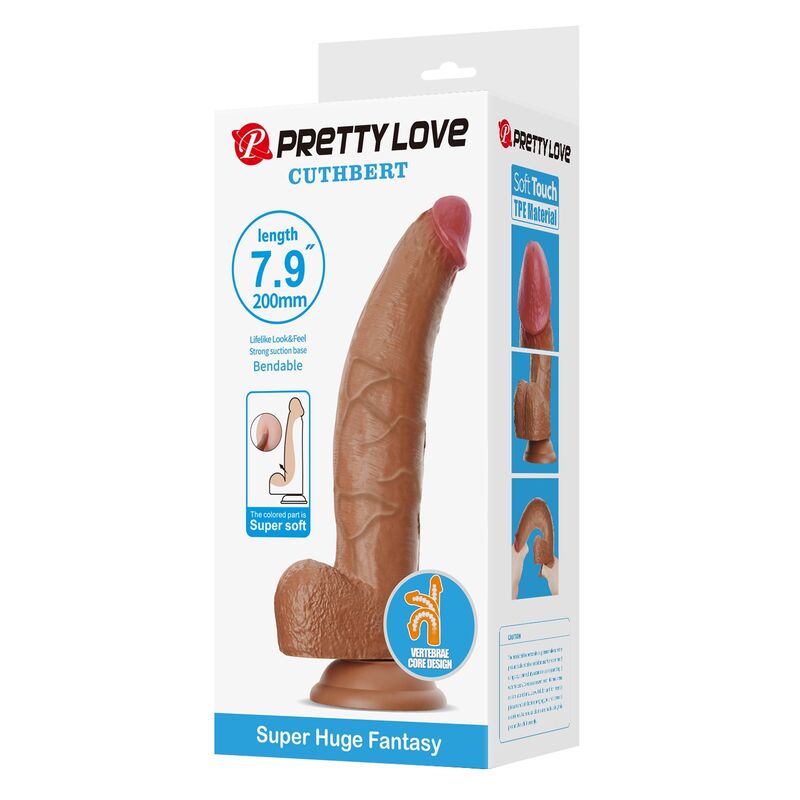 PRETTY LOVE - CUTHBERT REALISTISCHER FLEXIBLER DILDO 20 CM Ø 5 CM TPE BRAUN