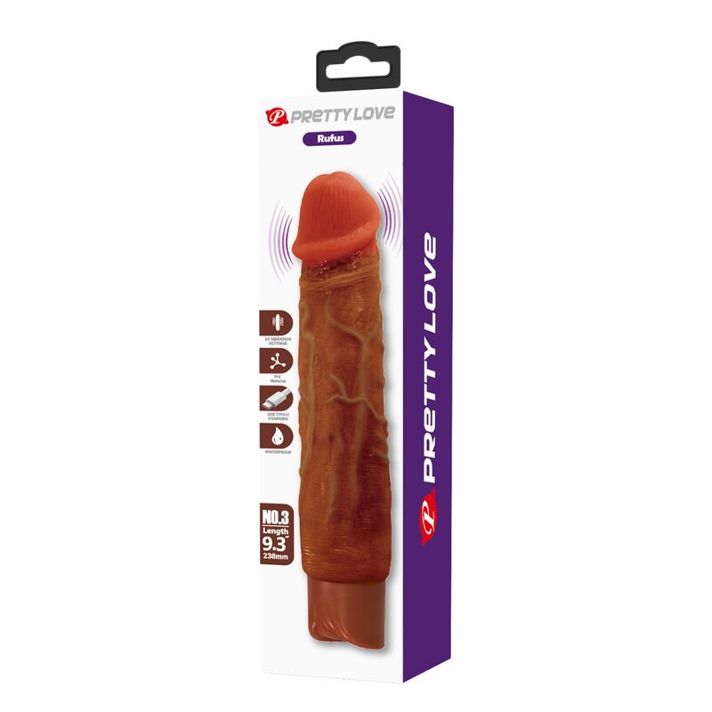 PRETTY LOVE - DUKE REALISTISCHER VIBRATOR 23,5 CM Ø 4,8 CM BRAUN
