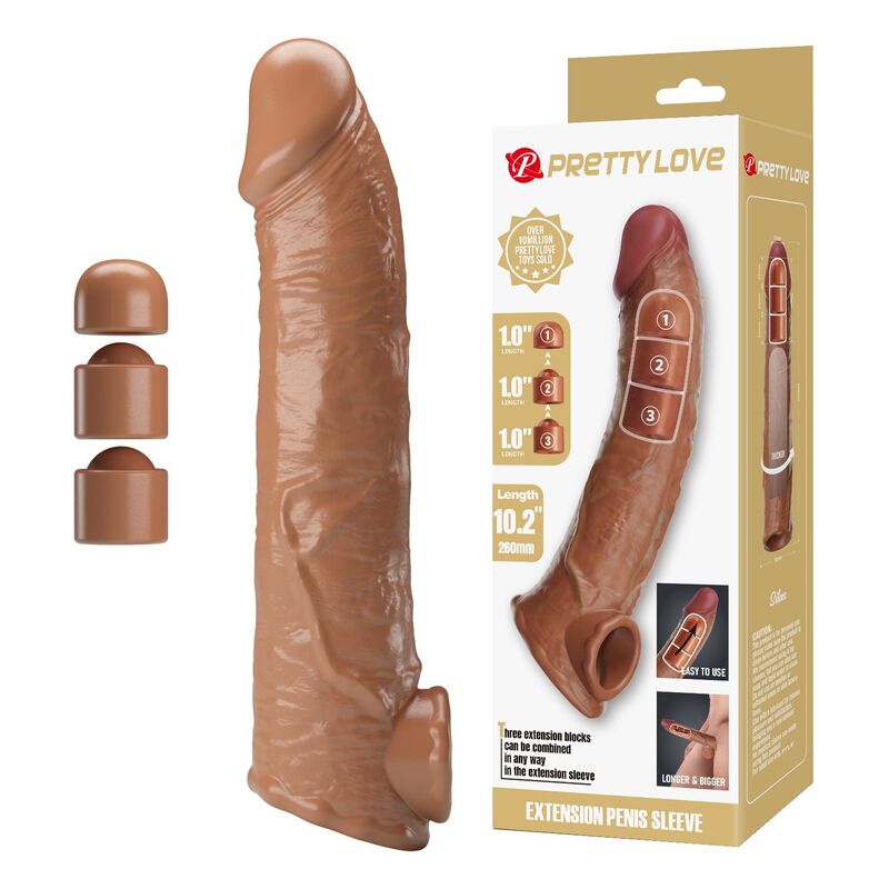 PRETTY LOVE - VERSTELLBARE PENISVERLÄNGERUNGSHÜLLE 26 CM Ø 4 CM NATUR