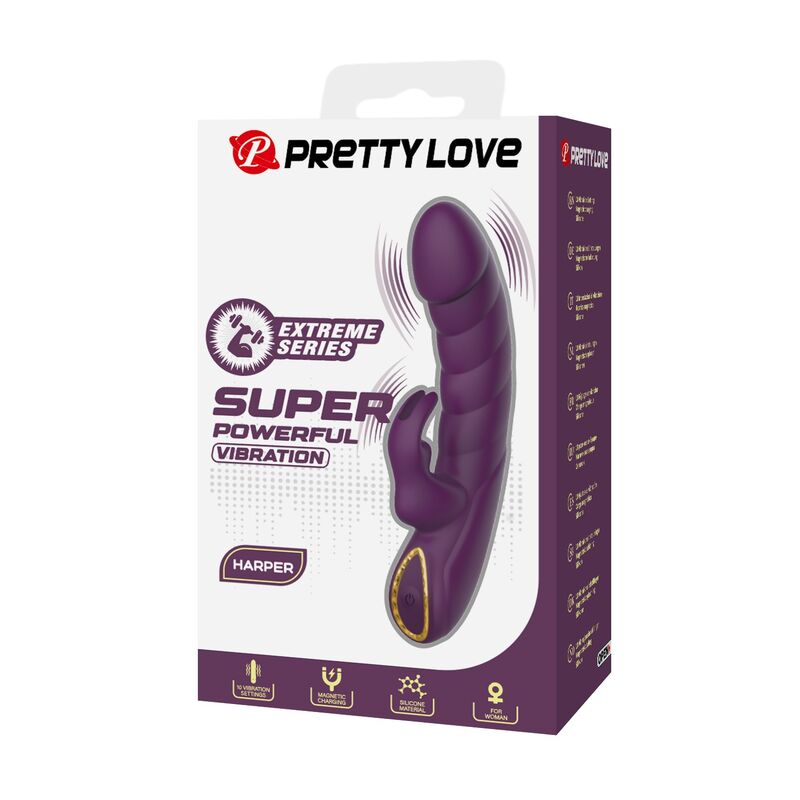 PRETTY LOVE - HARPER WIEDERAUFLADBARER HASENVIBRATOR MIT 10 FUNKTIONEN, LILA
