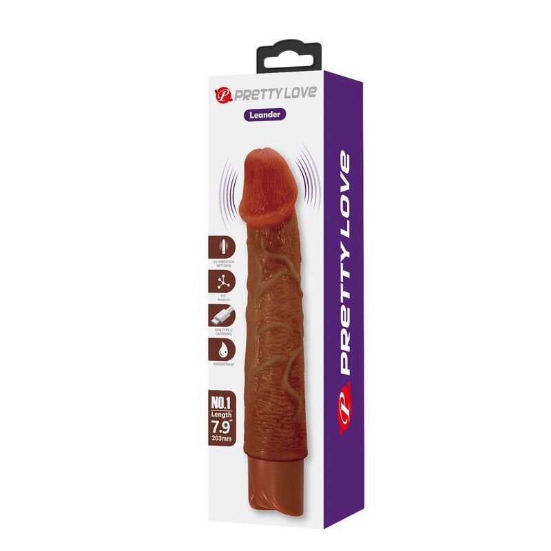 PRETTY LOVE - LEONARDO REALISTISCHER VIBRATOR 20 CM Ø 4 CM BRAUN