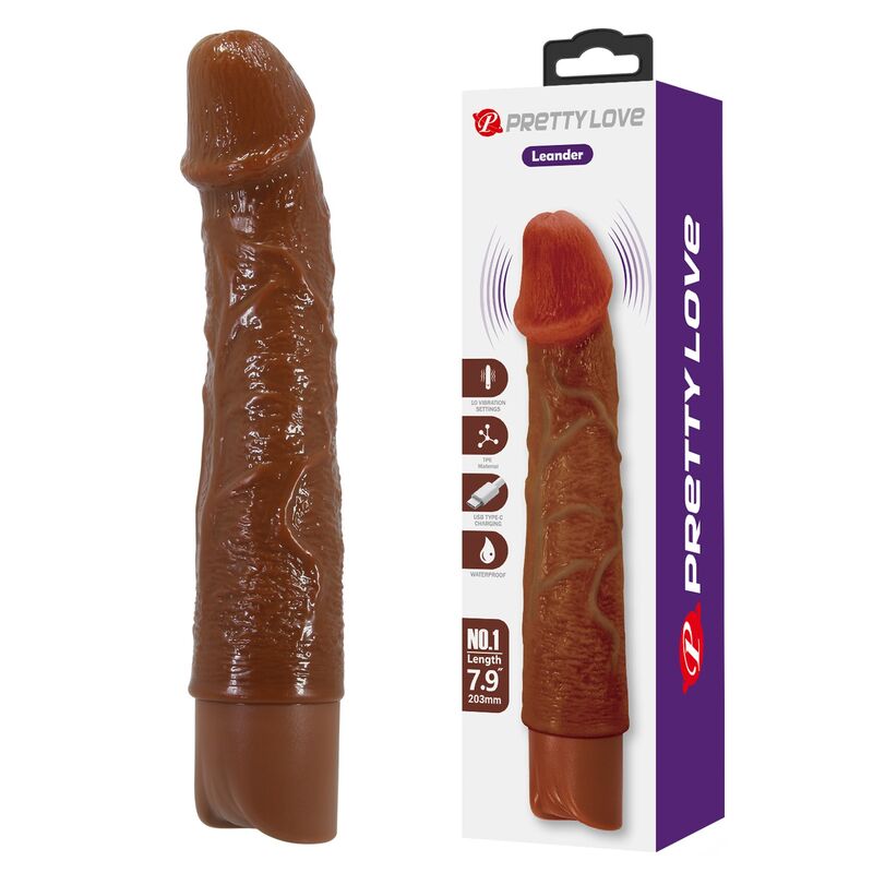 PRETTY LOVE - LEONARDO REALISTISCHER VIBRATOR 20 CM Ø 4 CM BRAUN