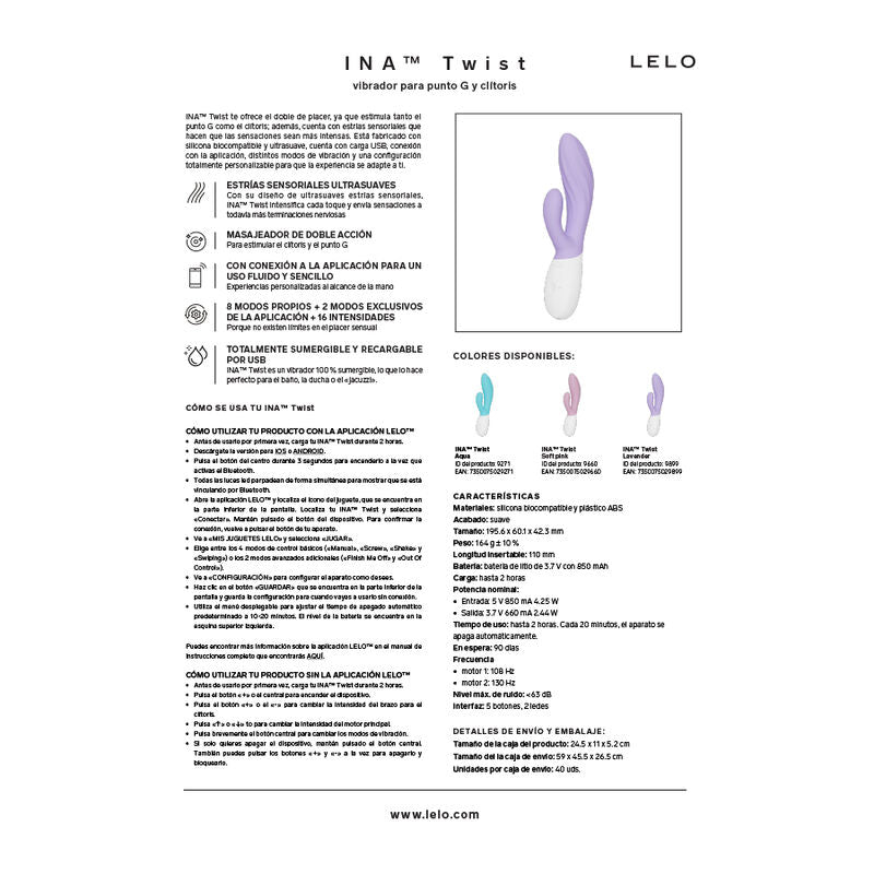 LELO - INA TWIST DOPPELVIBRATOR HASE FÜR G-PUNKT UND KLITORIS LAVENDEL