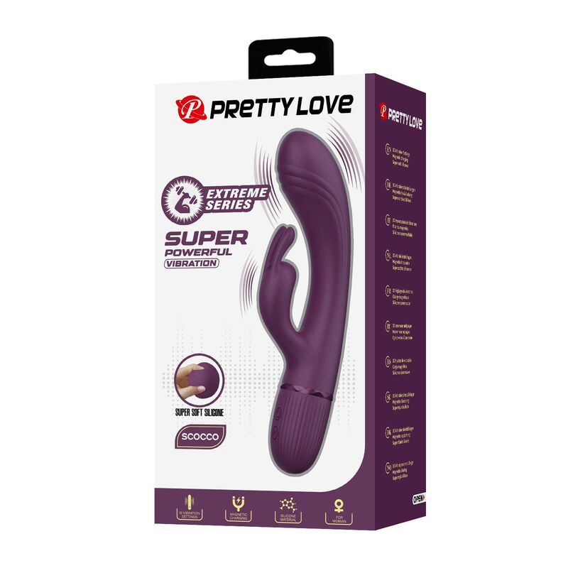 PRETTY LOVE - ROCCO WIEDERAUFLADBARER HASENVIBRATOR MIT 10 FUNKTIONEN, LILA
