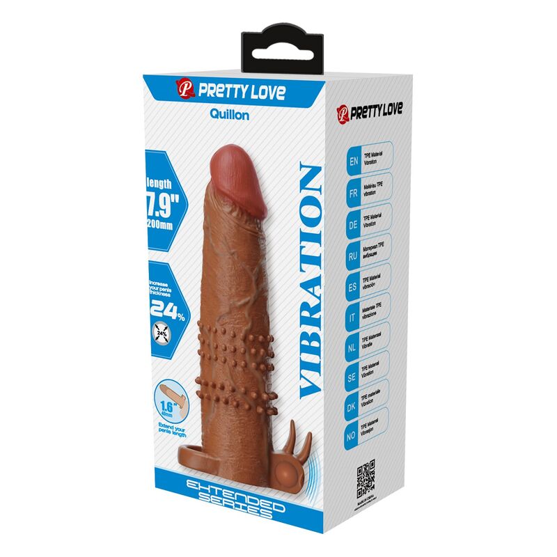 PRETTY LOVE - QUILLON VIBRIERENDER PENISSLEEVE 20 CM Ø 4 CM BRAUN