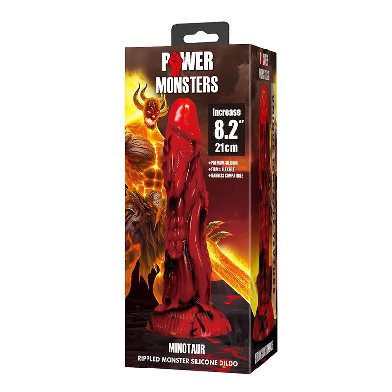POWER MONSTERS - MINOTAUR FANTASY DILDO MIT SAUGAUFGANG 21 CM Ø 5 CM ROT &amp; SCHWARZ