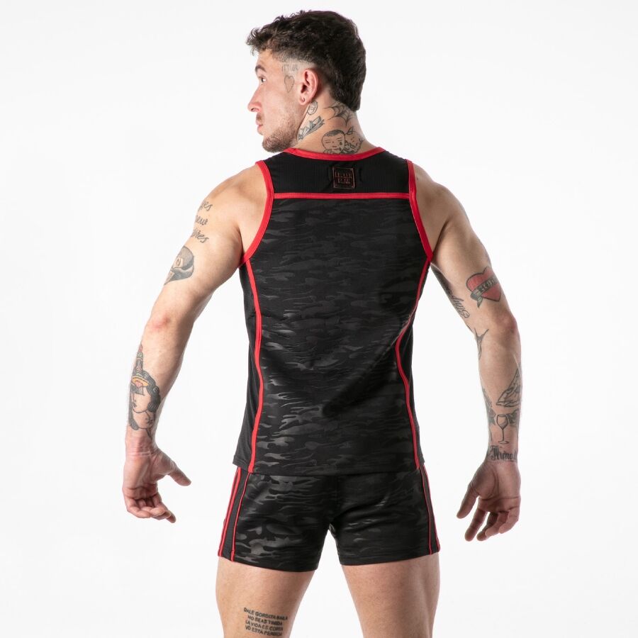 LOCKER GEAR - TANKTOP MIT VOLLEM MILITÄRZUGANG, ROT, XL