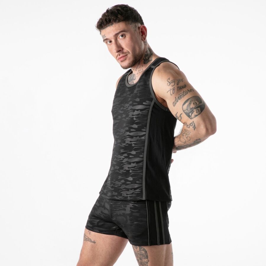 LOCKER GEAR - TANKTOP MIT VOLLEM MILITÄRZUGANG, SCHWARZ, GRÖSSE L