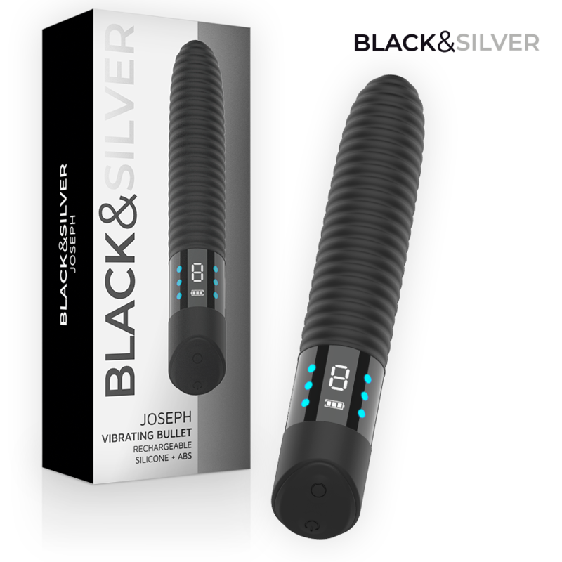 Black & Silver – Joseph USB-Aufladbarer Vibrator mit LED-Anzeige Schwarz