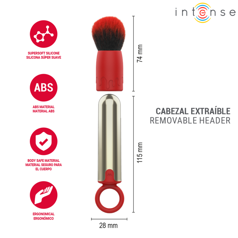 Intense – Tom USB-Aufladbarer Vibrierender Make-Up-Pinsel Rot