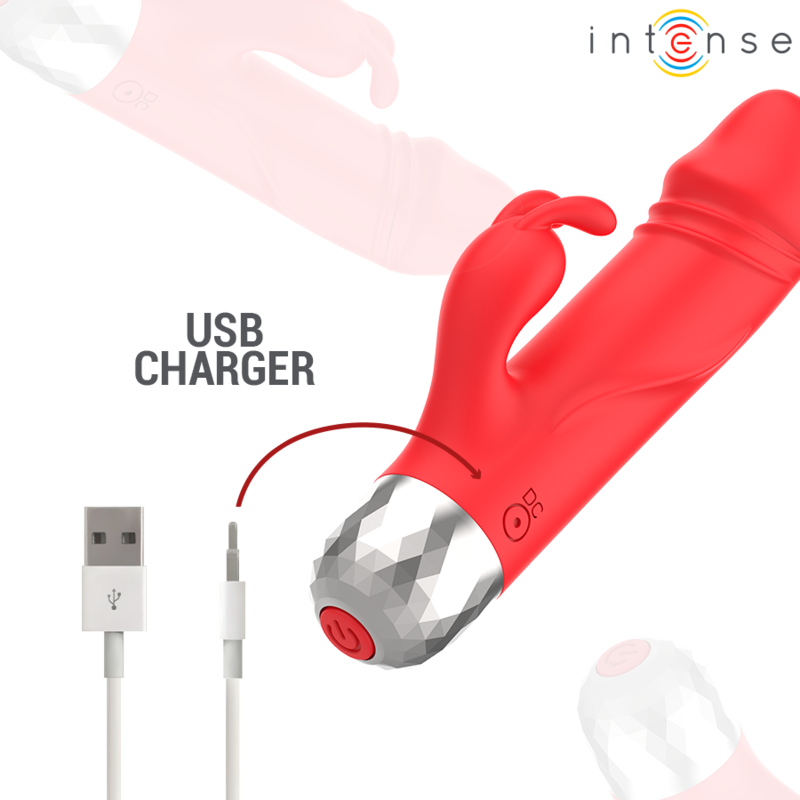 Intense – Mike USB-Aufladbarer Mini-Hase-Vibrator Rot