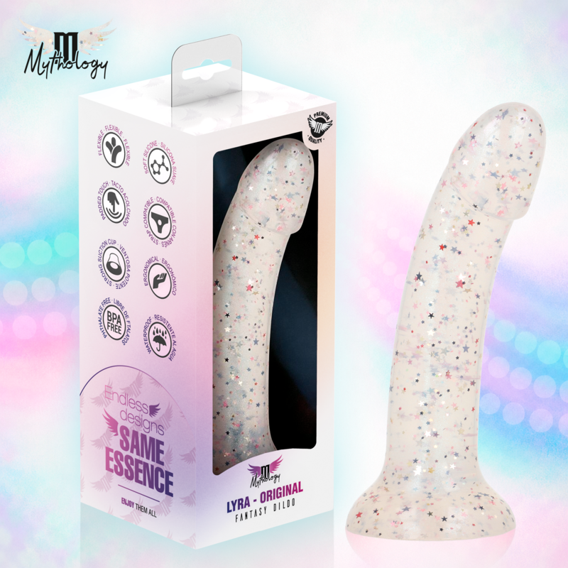 Mythology – Lyra 1 Silikondildo mit Saugauflage 19 cm -Ø- 3,3 cm Fuchsia Confetti