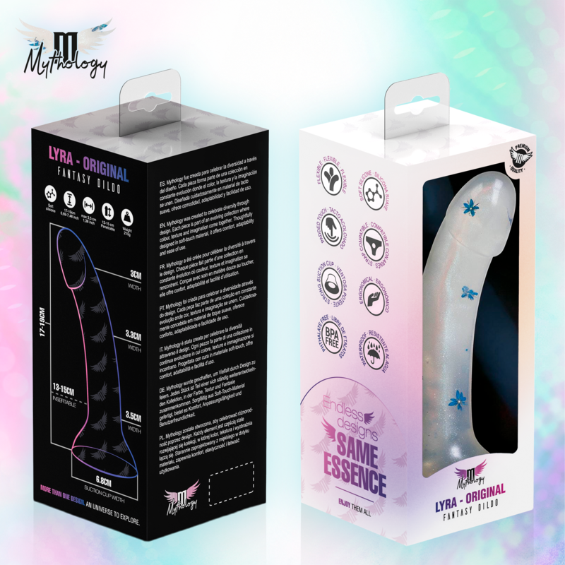 Mythology – Lyra 4 Silikondildo 17 cm Ø 3,6 cm Klarblüten