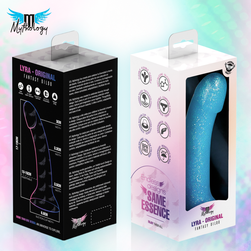 Mythology – Lyra 8 Silikondildo 17 cm Ø 3,6 cm Hellblau Platin Gesprengt