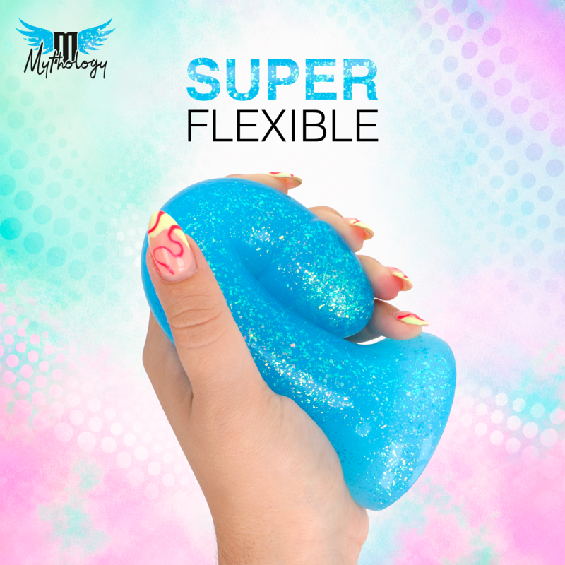 Mythology – Lyra 8 Silikondildo 17 cm Ø 3,6 cm Hellblau Platin Gesprengt