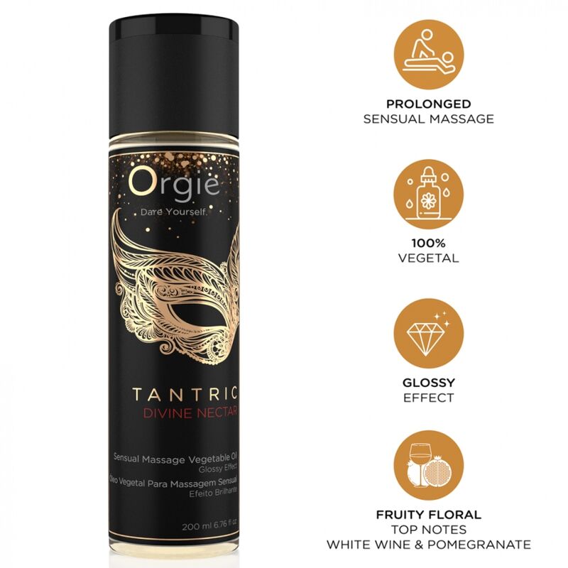 ORGIE - TANTRISCHER GÖTTLICHER NEKTAR, SENSUELLE MASSAGE, PFLANZENÖL, 200 ML