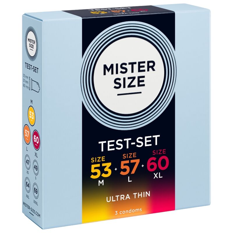 MISTER SIZE - MUSTERPACKUNG KONDOME GRÖSSE 53-57-60 MM (3 EINHEITEN)