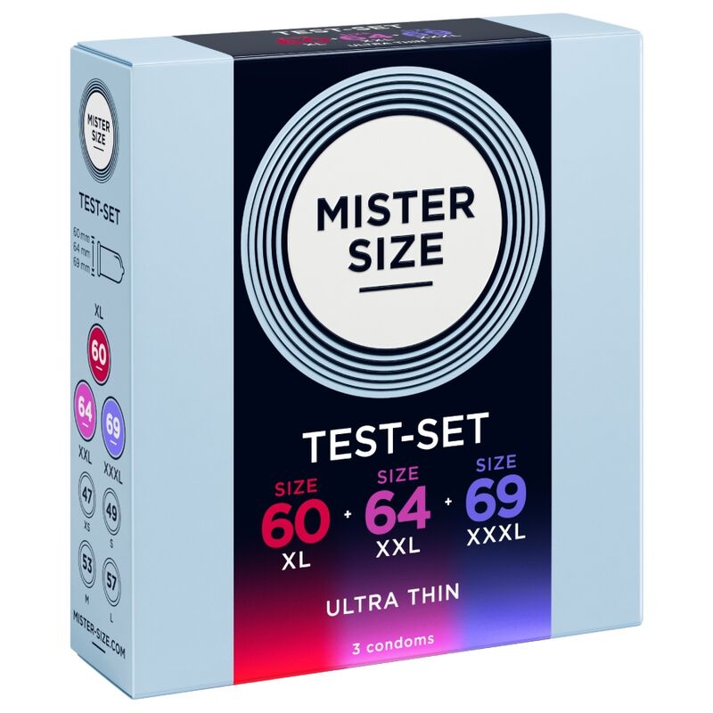 MISTER SIZE - MUSTERPACKUNG KONDOME GRÖSSE 60-64-69 MM (3 EINHEITEN)