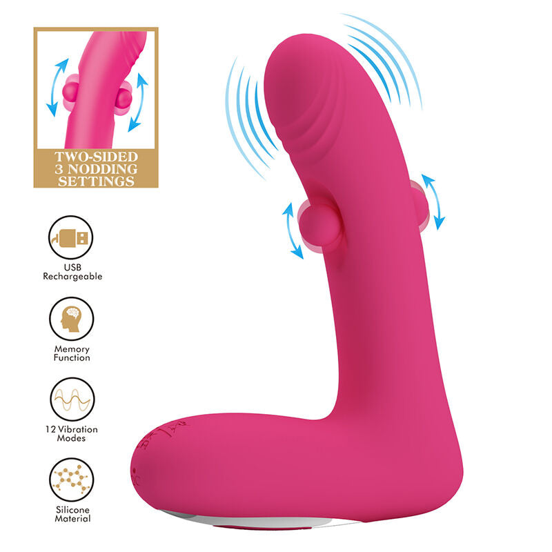 PRETTY LOVE – DUDEN WIEDERAUFLADBARER SILIKON-VIBRATOR MIT 12 VIBRATIONSMODI UND 3 SCHAUKELMODI, PINK