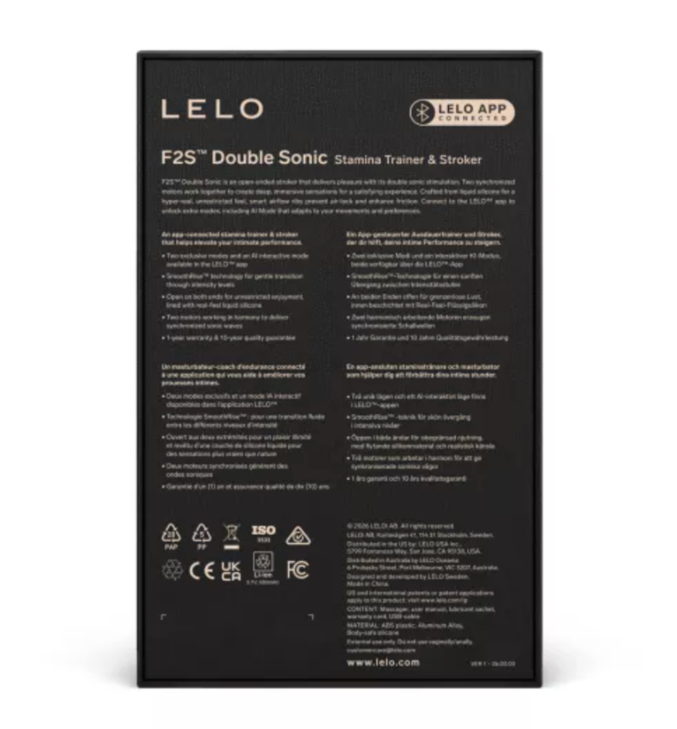 LELO - F2S DOUBLE SONIC MALE STROKER MIT DUALER SCHALLSTIMULATION ROT