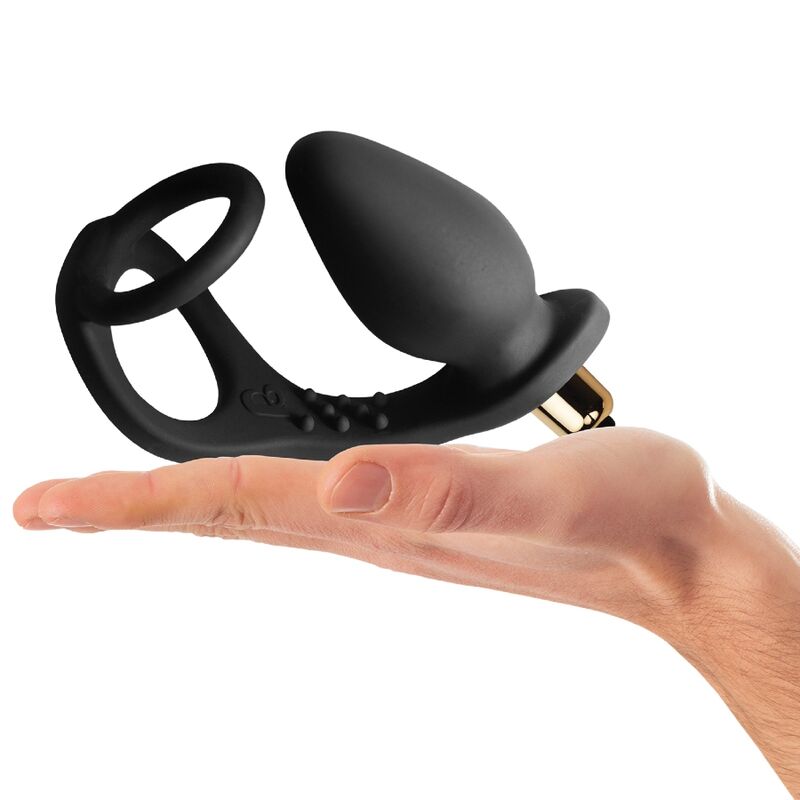 Rocks-Off – Ro-Zen Prostata-Vibrator mit Doppelring, 7 Geschwindigkeiten, Onyxschwarz