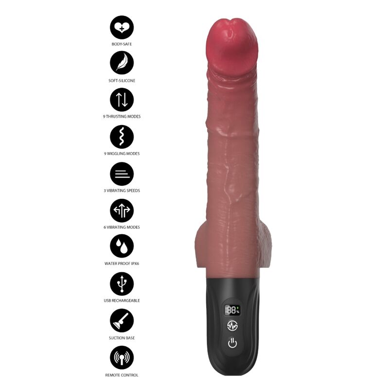 Hidden Desire – Realistischer Vibrator Inferno mit Stoss- und Oszillationsbewegung, 28 cm, Fernbedienung, Hautton