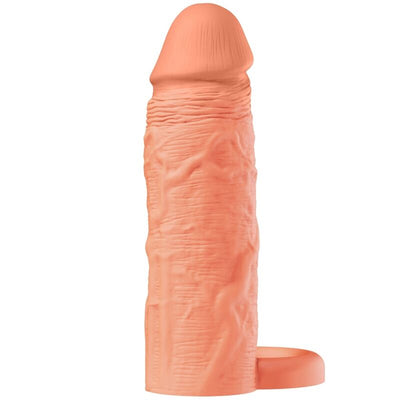 Hidden Desire – Inferno Flüssigsilikon-Verlängerungshülse mit Ring, 18 cm Ø 4,5 cm – Hautton