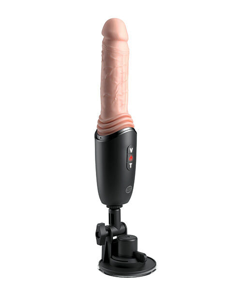 KING COCK PLUS – STOSSENDER SILIKON-DILDO MIT GASHEBEL, VIBRATIONSFUNKTION UND WÄRMELICHT, 12.7 CM