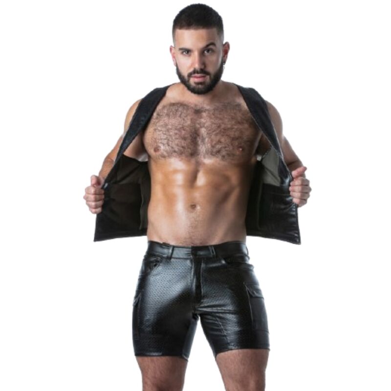 Locker Gear – Punch Hole Leatherette Weste Khaki L