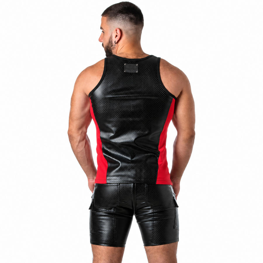 Locker Gear – Punch Hole Leatherette Tanktop Rot XL