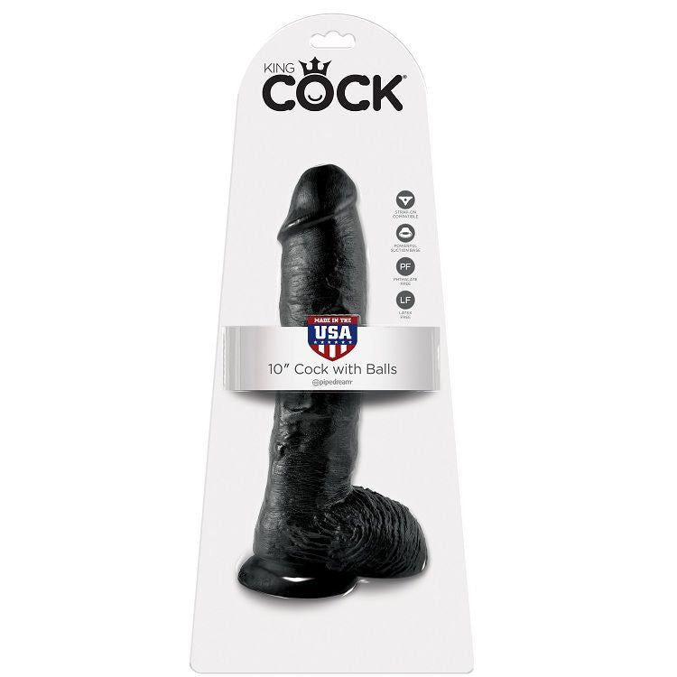 KING COCK - DILDO SCHWARZ MIT EIER 25.4 CM