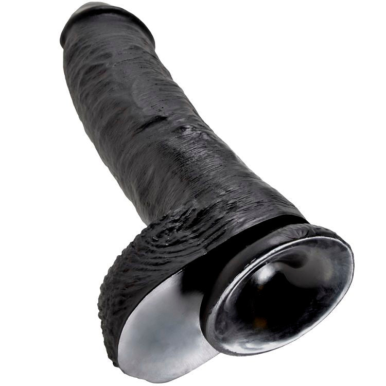 KING COCK - DILDO SCHWARZ MIT EIER 25.4 CM